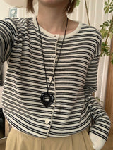[MADE] [Planning] Slits Stripe Round Cardigan