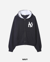 NY Crop Embroidered Zip-Up Hoodie