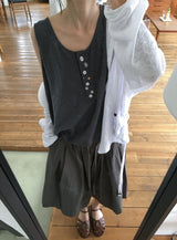 Libe Vintage Button Layered Sleeveless