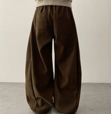Rutte Corduroy Side Pin Tuck Slit Banding Wide Pants