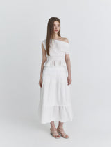 Lace tiered long skirt (Ivory)