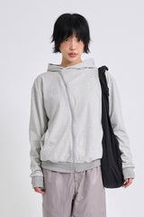 City stripe unbalance hood zip-up