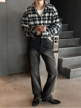 [Unisex] Modern check overfit shits(4color)