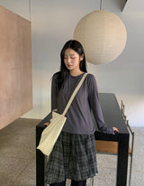 Cupid Check Banding Midi Skirt