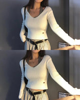 Yami Ribbed Deep V-Neck Knit
