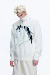 Jungle Knit High Neck Cardigan