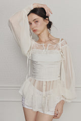 HEART RIBBON TOP (SS ver.) ivory