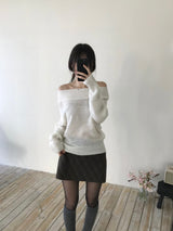 Slash mohair off-shoulder knit (3 colors)