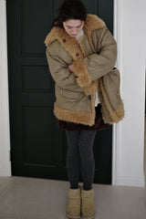 Reversible fur coat, Camel