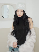 wool Angora sleeveless turtleneck T-shirt