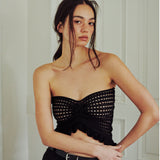 Flower Ruffle knit Top (BLACK)