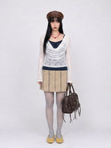 カウルネック レーストップス (IVORY, PINK)
