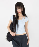 LAYERED STRAP HALF T-SHIRT [4color]