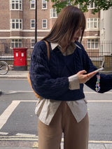 [MADE] Penton Cable V-Neck Crop Knit