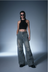 Parachute Washing Wide Denim Pants