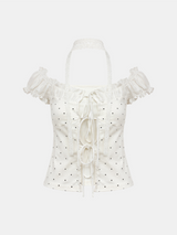Elin Dot Frill Corset Blouse