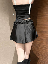 1194. Banding point satin pleats mini sk (2color)
