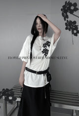 [unisex]フラワープリントオーバーフィット半袖Tシャツ (3color)