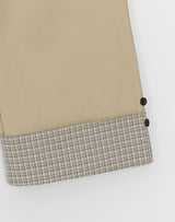 Monique Check Color Matching Cotton Wide Banding Pants