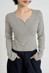 Bane stripe henley crop tee