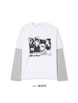 グランジロックレイヤード長袖Tシャツ