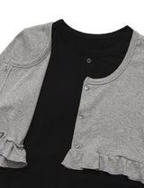レイヤードフリルカーディガンTシャツ(グレー)