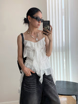 frill cancan sleeveless blouse top
