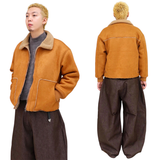 オーバーサイズスエードバックルシアリングジャケット