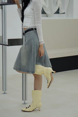 midi medium blue pleats skirt