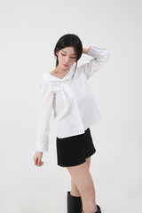 Stripe Offshoulder Blouse_white