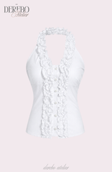 foam lace halterneck blouse