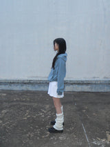 waffle hood zip-up