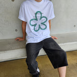 クローバーハートプリントオーバーサイズフィット半袖Tシャツ