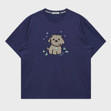 マルチーズチェックアップリケボタンハーフTシャツ