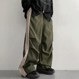 Rashu Side Color Banding Wide Pants (3 colors) Hem String!
