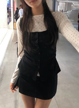 NT Button Shirring Strap Halter Sleeveless