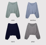 2WAY Off Shoulder Deep V-neck Knit (8color)