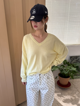 Vネック ルーズ ニット トップ