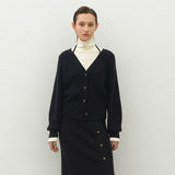 (CD-2164)ESSENTIAL WOOL RIBBON SET-UP CARDIGAN