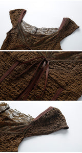 Texture Lace Ribbon Short Sleeve T-shirt