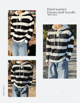 Stripe hooded knit hand warmer