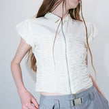 Smocked blouse cream