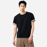 Rolled-Sleeve Cropped Short-Sleeve T-Shirt Black
