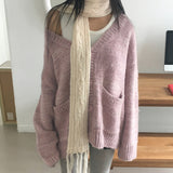 [MADE] シャベルボカシオーバーフィットブラッシュウィンターニットカーディガン