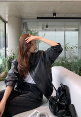 Rib Leather Blouson Jumper / 2 colors