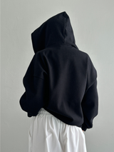 (UNISEX)ワッフルシックボクシーオーバーサイズドロングルーズソフトフィットビッグフーディージップアップ