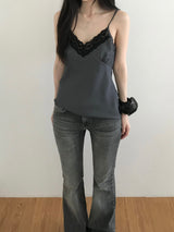 Satin Lace Sleeveless Top (2 colors)
