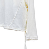 (3color) Ribbon Deep Slit Loose Fit Summer Long Sleeve Tee