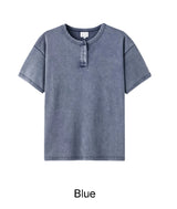 Ferrer Vintage Ribbed Henley Neck Short Sleeve Tee