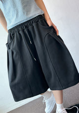 Oval Keyring Pintuck Sweat Balloon Bermuda Shorts 2color